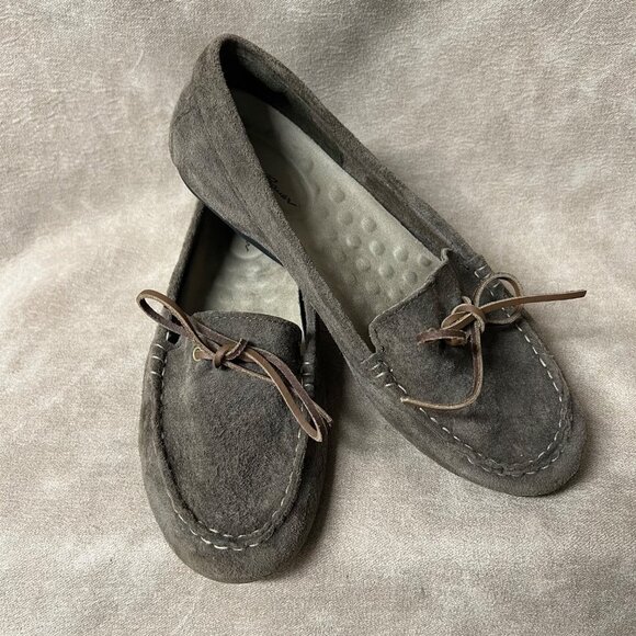 Eddie Bauer Casual Gray Suede Leather Slip On Loafer Sz 10 - Picture 6 of 8